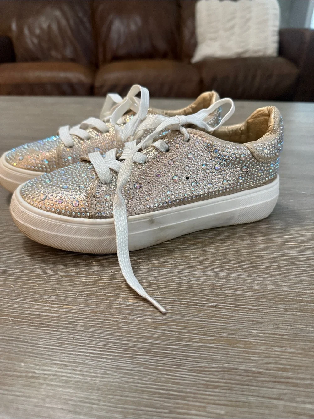 Sparkle Rhinestone Kids Sneakers in Silver